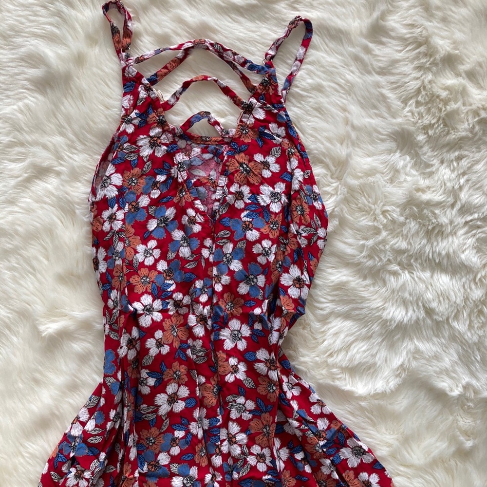 Hem & Thread Red Floral Back Detail Dress